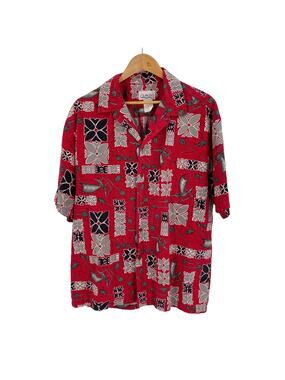 Vintage red black grey Hawaiian shirt mens XL Seawind